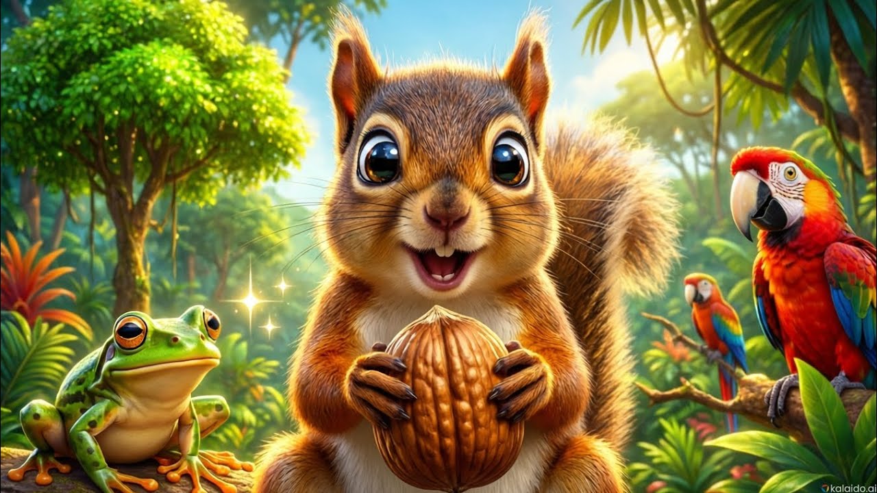 🐿️ गिलहरी और खोया हुआ नट | Cute Squirrel Story for Kids | Moral Story in Hindi #KidsStory#HindiKahan