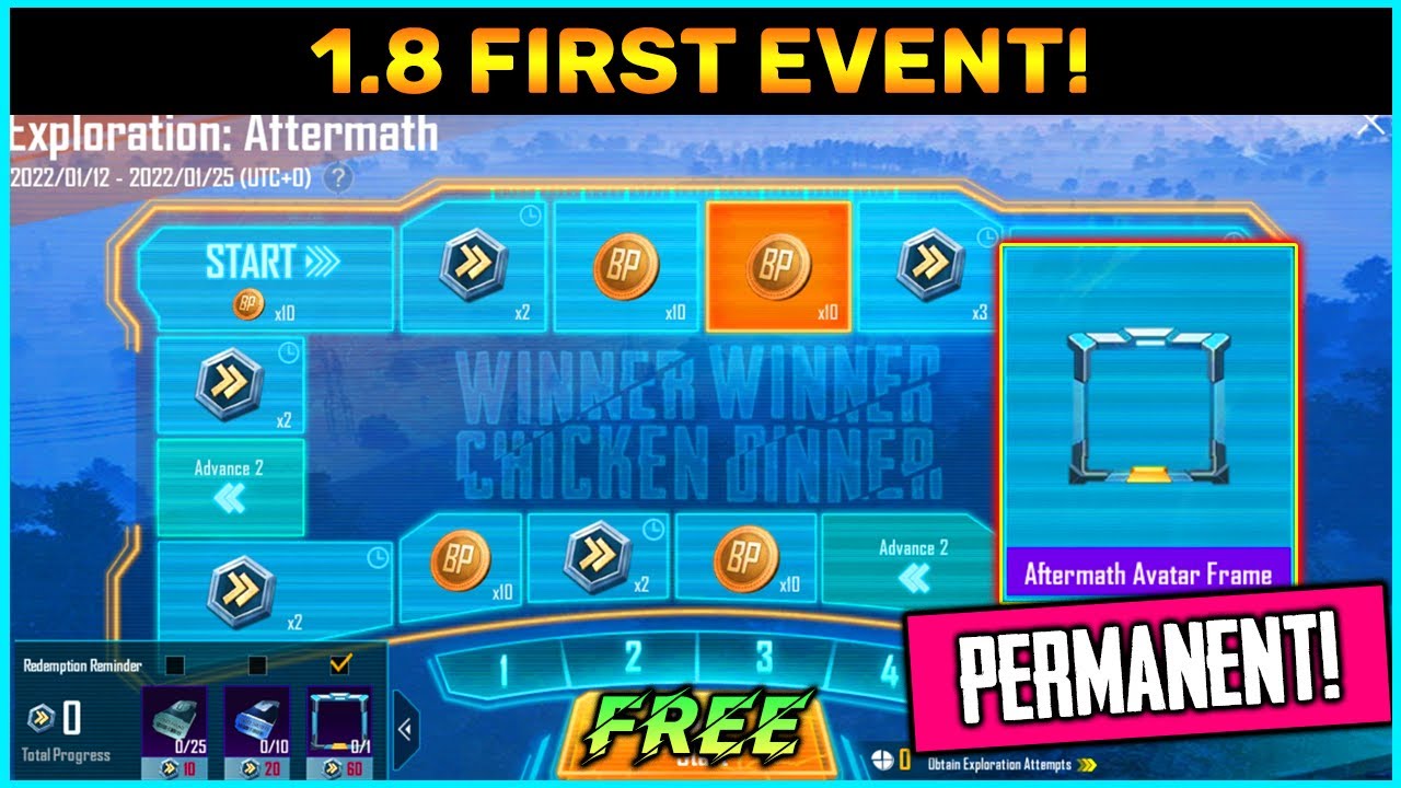 Get Free Permanent Aftermath Avatar Frame In Pubg Mobile || New Exploration Aftermath Event In 1.8
