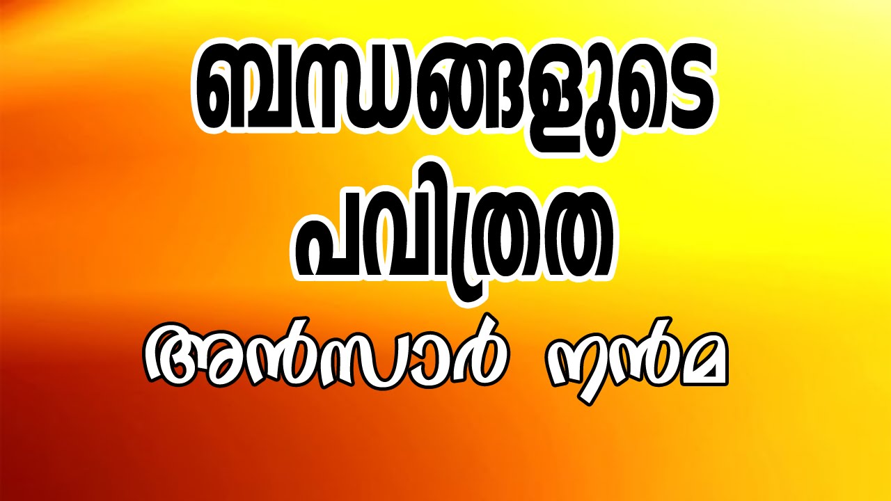 ബന്ധങ്ങളുടെ പവിത്രത: അൻസാർ നന്മണ്ട