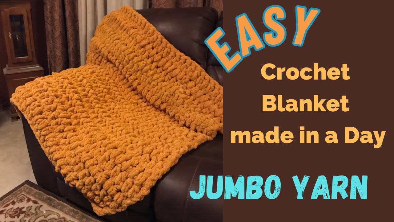 Простое вязаное крючком одеяло для начинающих из пряжи Jumbo | Шаг за шагом