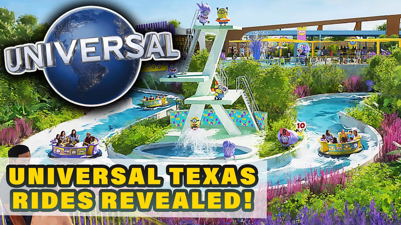 Представлены аттракционы и территории тематического парка Universal Studios TEXAS!