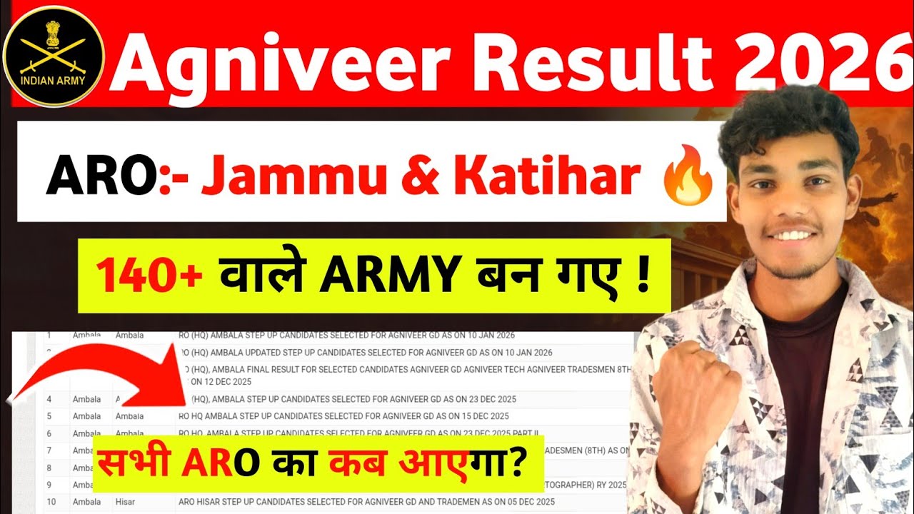 Aro Jammu And Aro Katihar Agniveer Result 2026 | All Category Wise Cutoff & Result Date Out 🔥