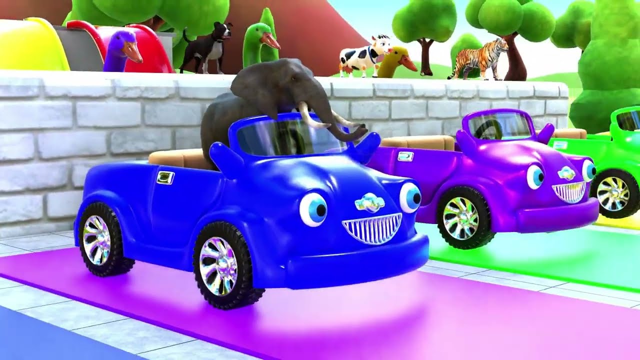 Long Slide Game with Cow Elephant Gorilla Hippopotamus Tiger 3d Animal Game Funny 3d Animals