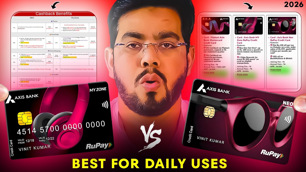 AXIS NEO vs AXIS MY ZONE Credit Card | Best Lifetime Free! Credit Card For Daily Uses 2026