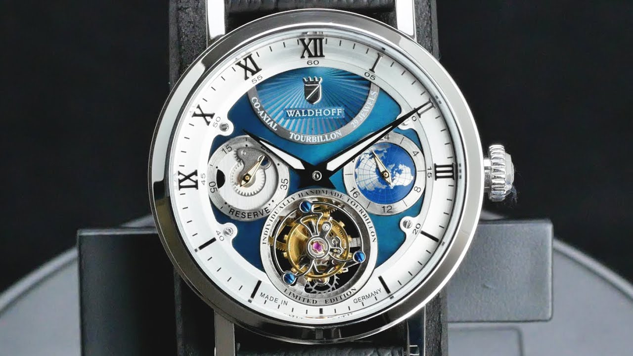 WALDHOFF Ultramatic Diamond Silver Azure Tourbillon Men's Watch MW705CM