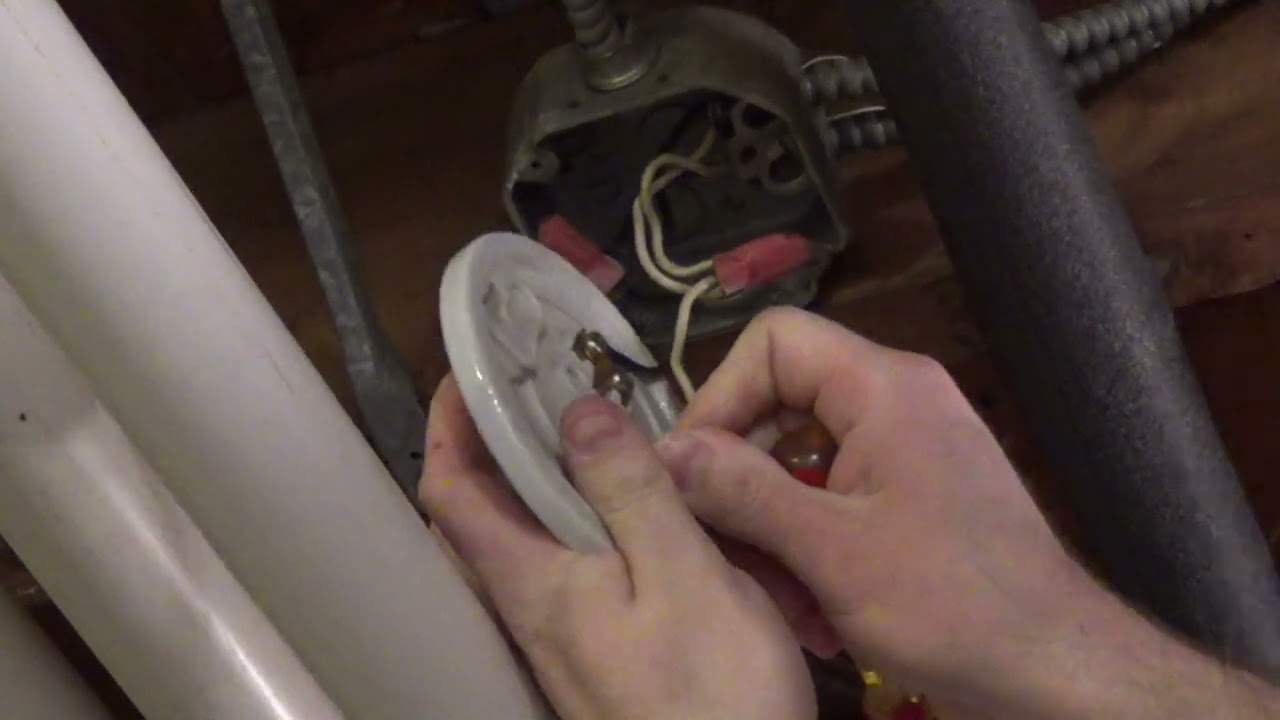 Porcelain Light Fixture Failure and More Dangerous Wiring Discovered in the Boiler Room