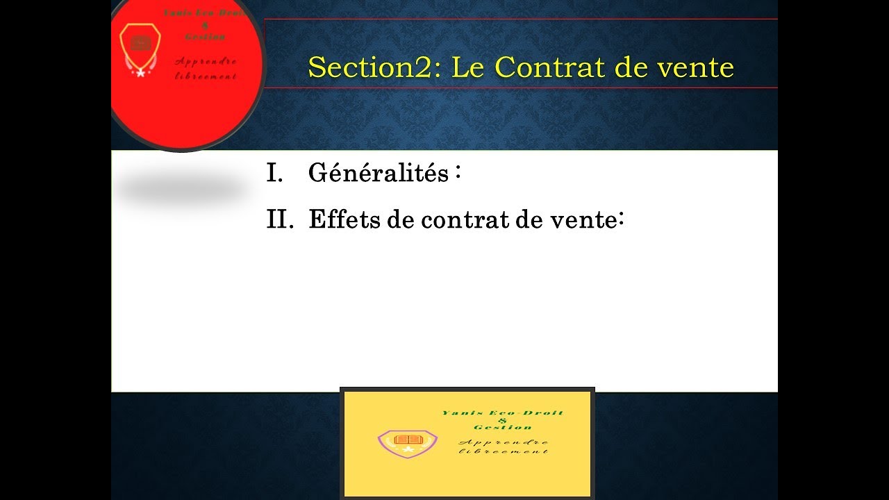 Cours Complet : Contrat de vente selon le DOC