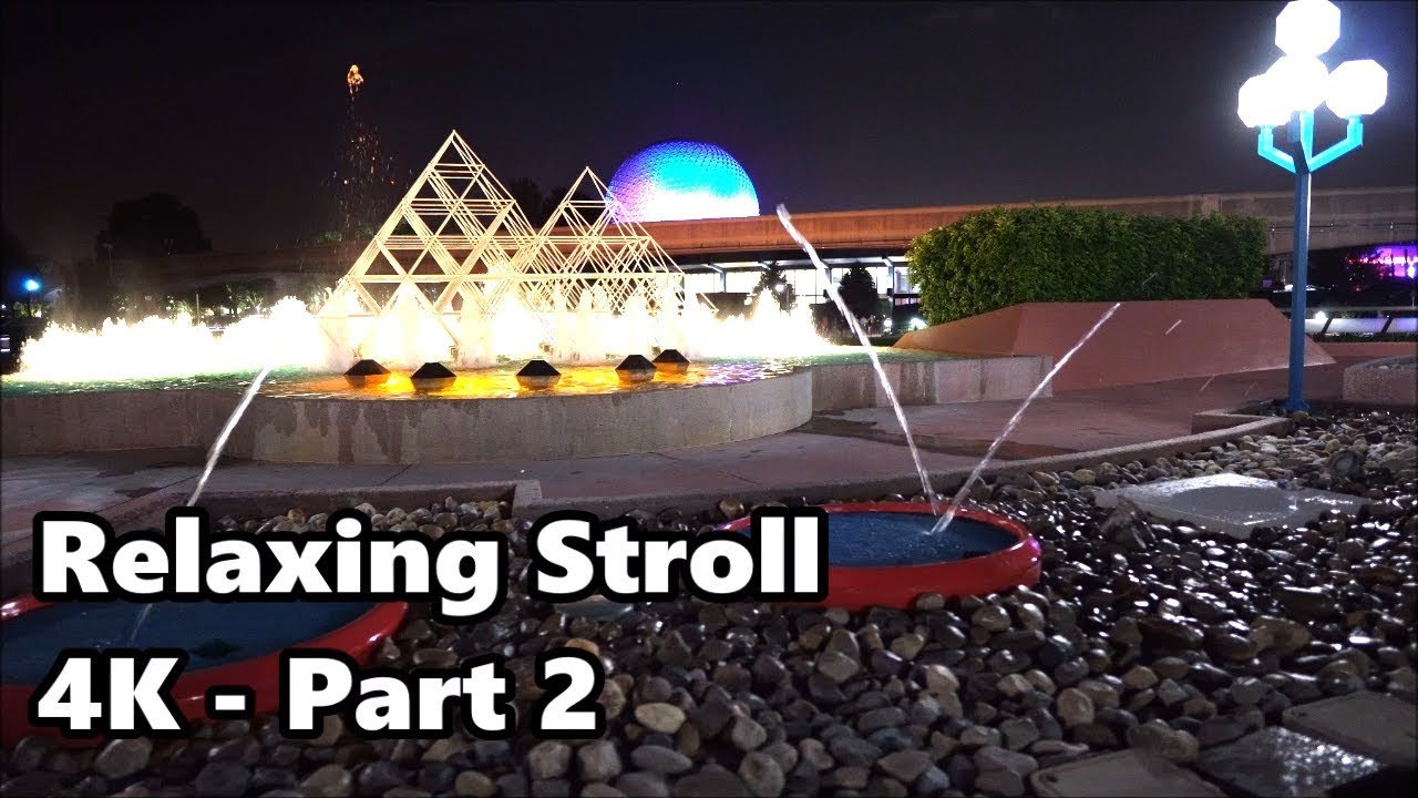 Epcot Future World - Epic Relaxing Night Stroll Part 2 - 4K Ultra Low Light