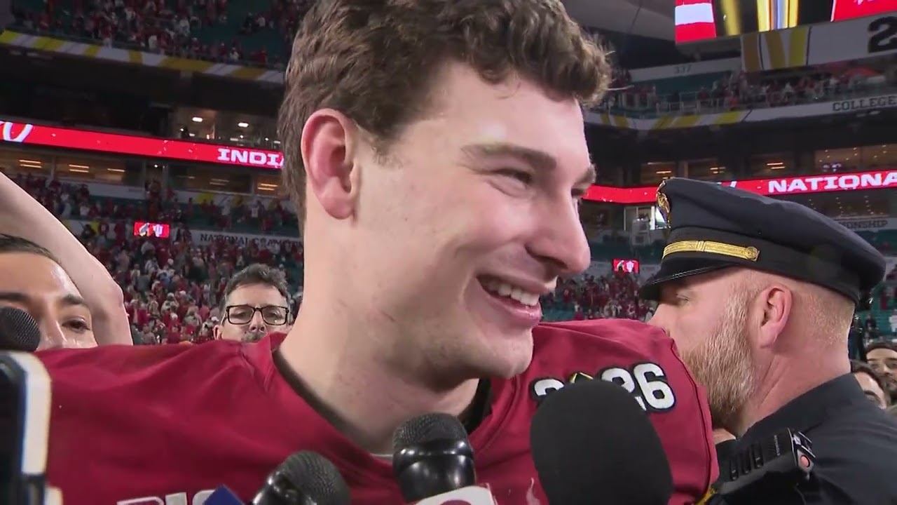 Fernando Mendoza on field after winning National Championship