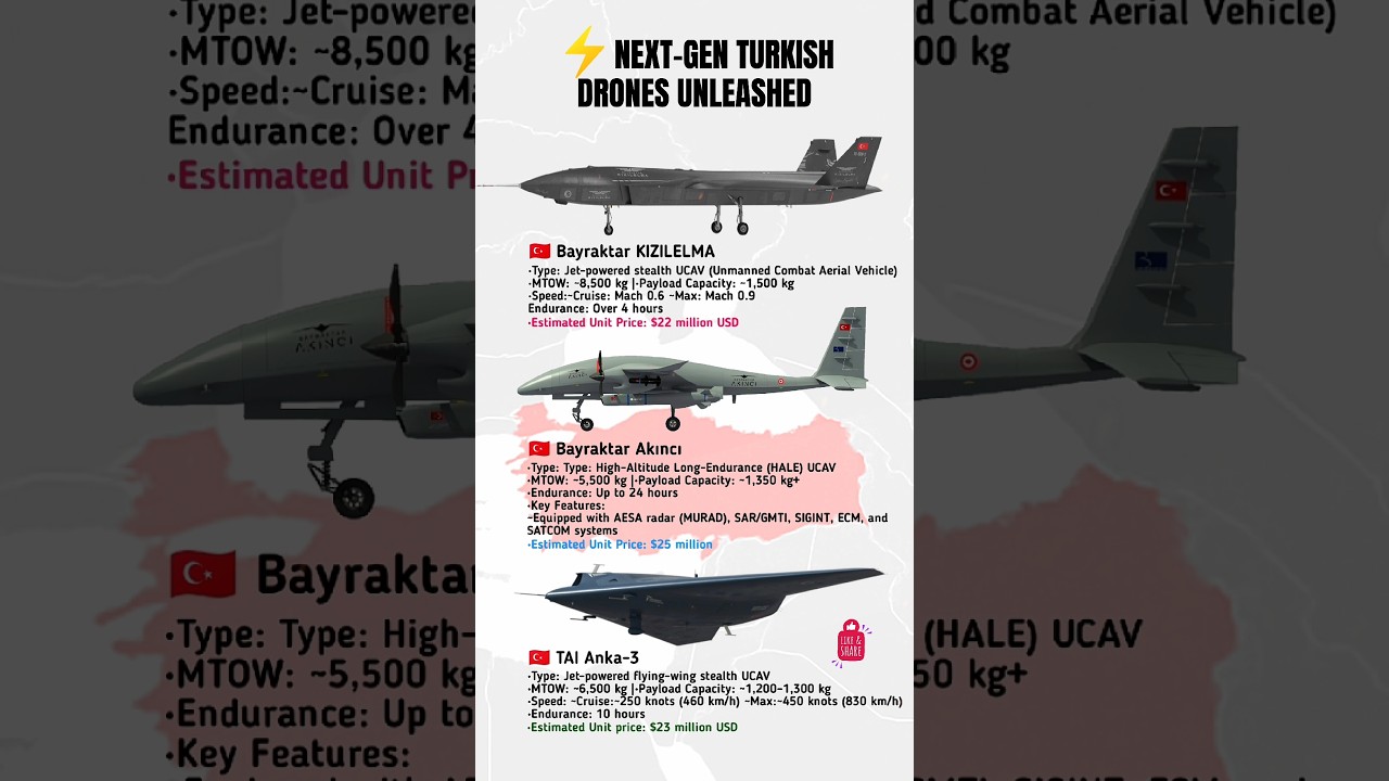 TURKEY&rsquo;S NEXT-GEN DRONES &ndash; KIZILELMA vs AKINCI vs ANKA-3