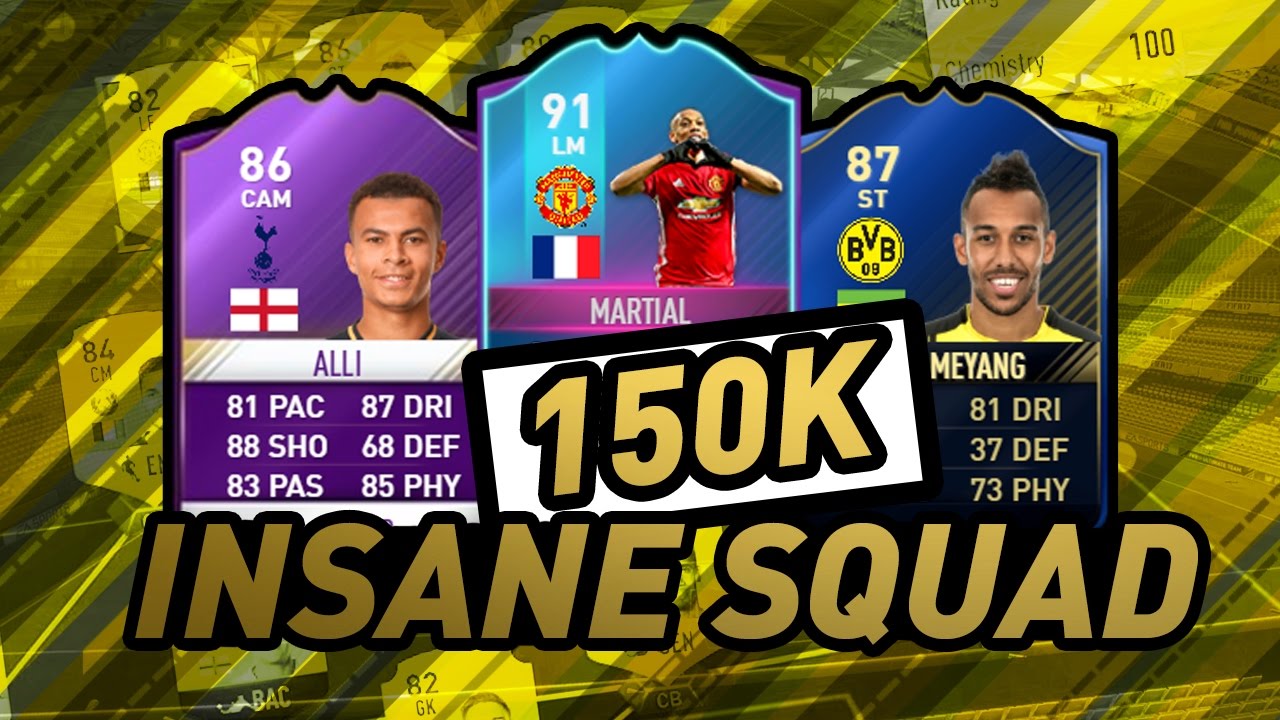 INSANE 150K SQUAD BUILDER!! Ft. Upgraded Kante & Aubameyang | FIFA 17