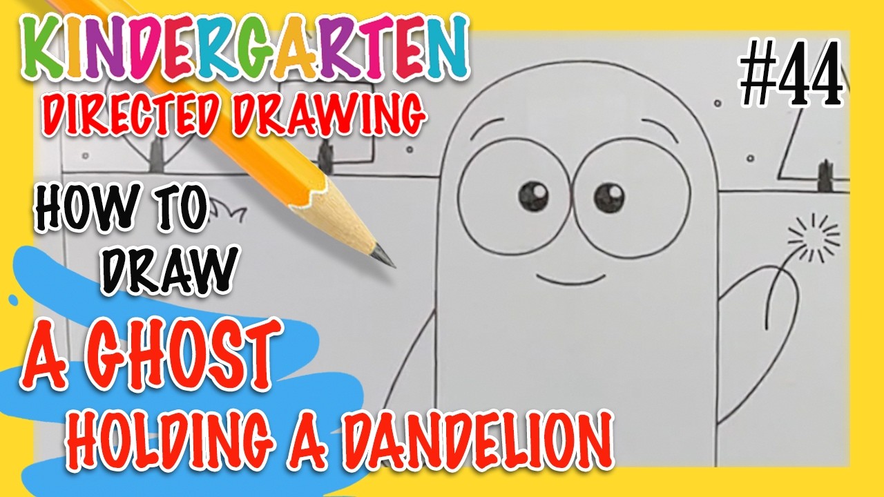 Fun Drawing & Learning for Kids! How to draw a GHOST HOLDING A DANDELION! Ages 4 - 6yrs - SUPER EASY
