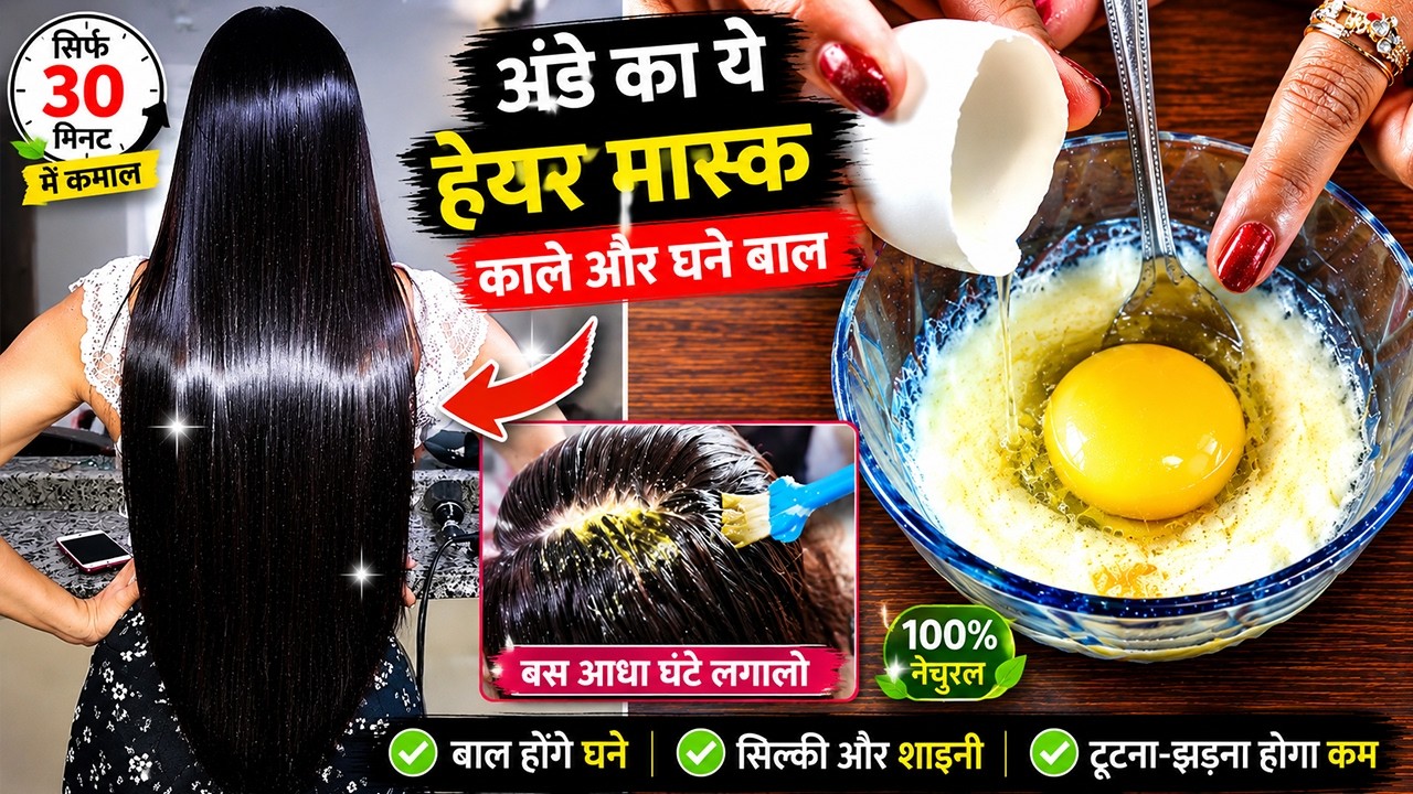 दही में ये मिलाकर लगालो: बालो का झड़ना बंद, पतले बाल मोटे, काले और लम्बे हो जायेंगे/ Egg for Hair