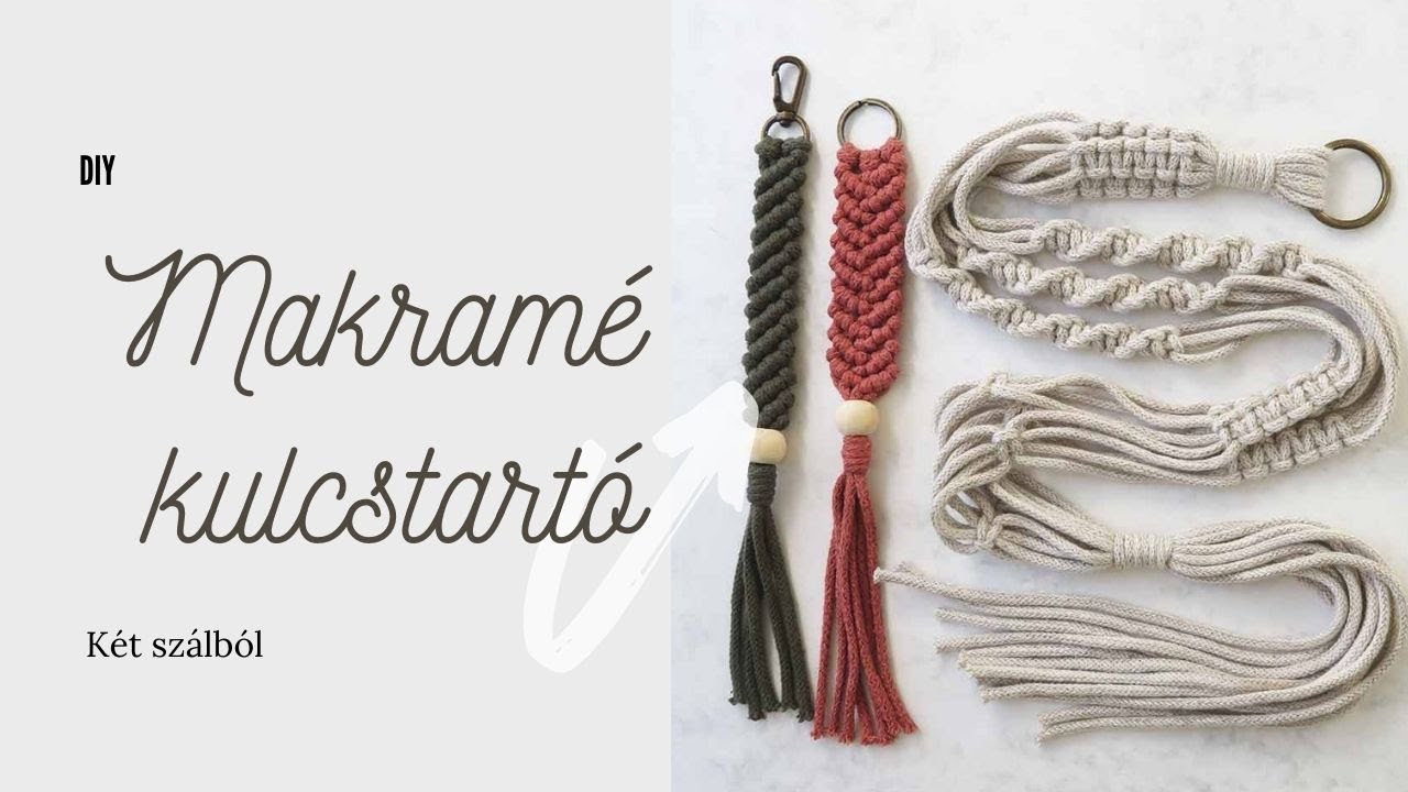 Makramé kulcstartó két szállal
