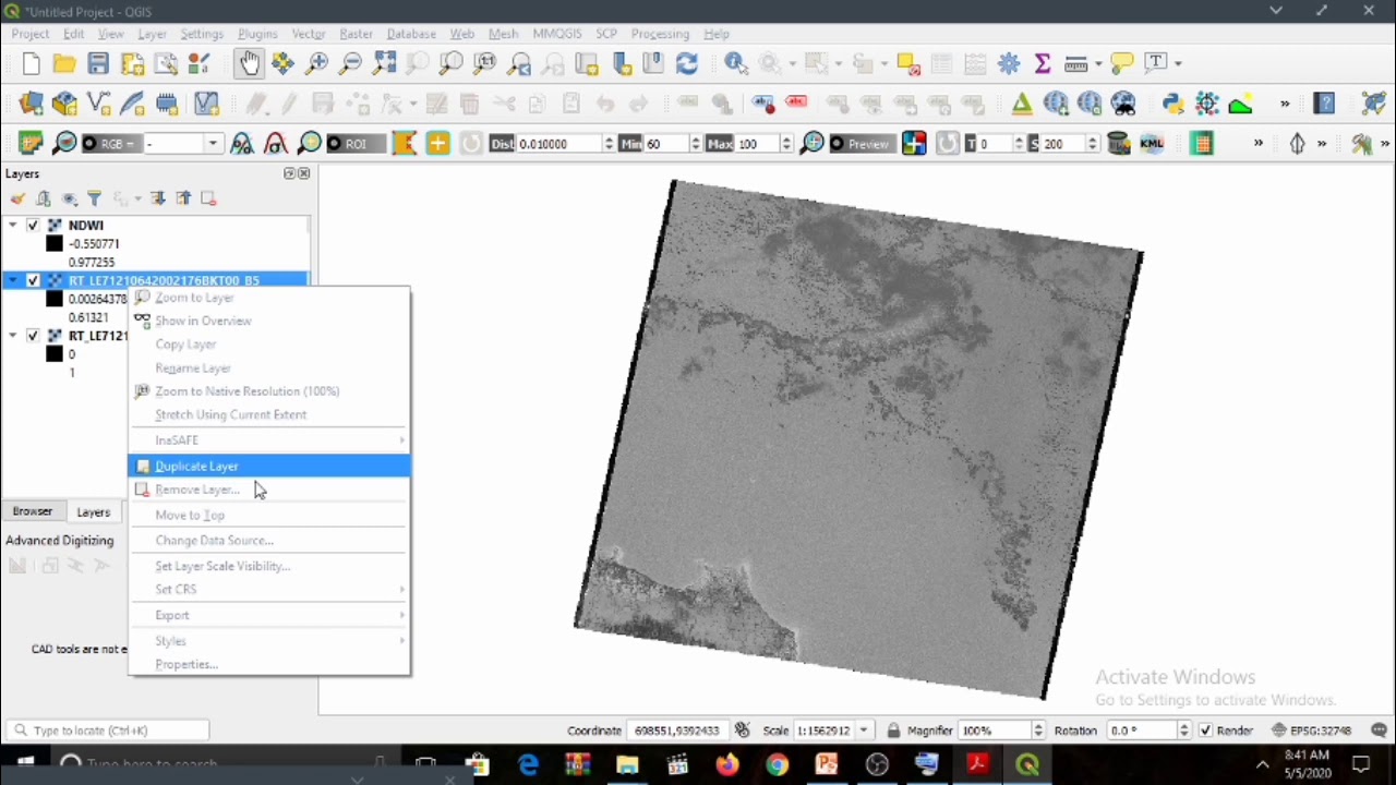 NDWI (Normalized difference water index)/Index tingkat kebasahan