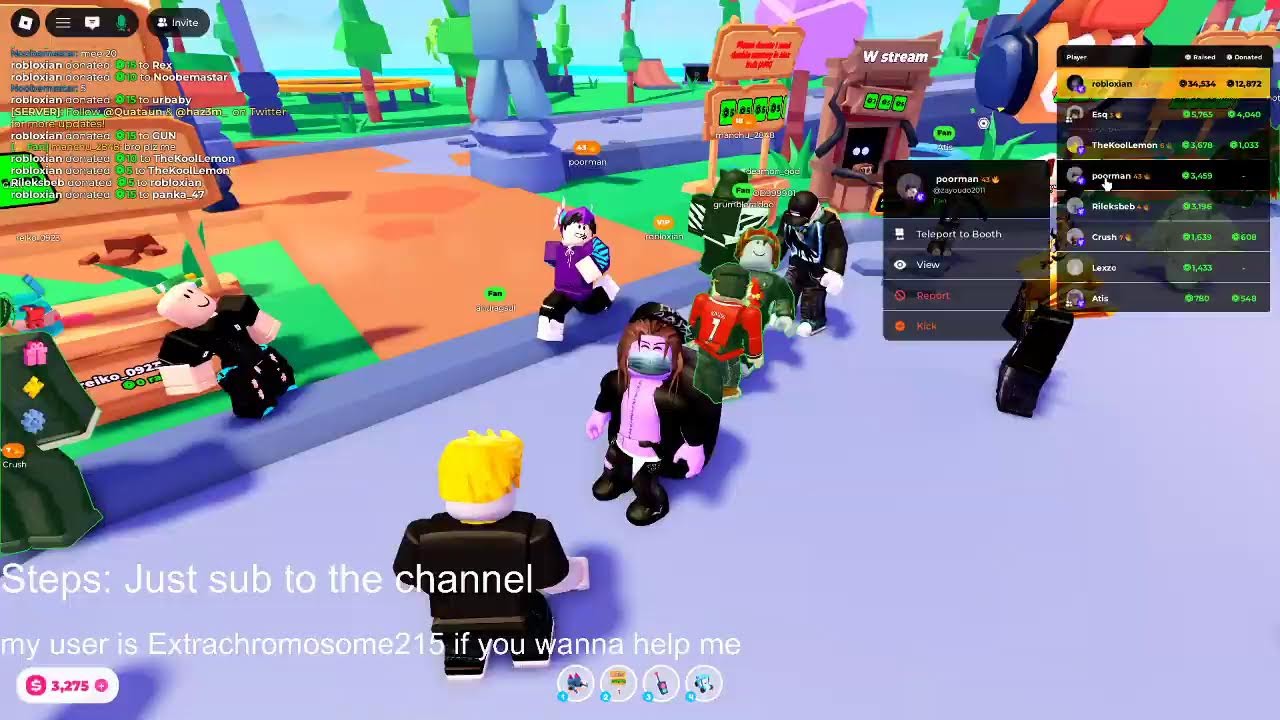 donating robux to viewers in pls donate