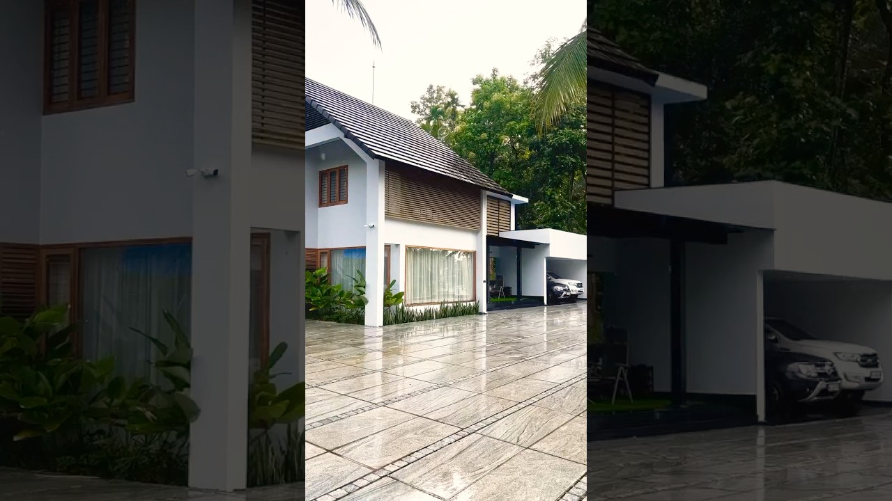 Modern Tropical Minimalist Home with Sloped Roof | Kerala Residence