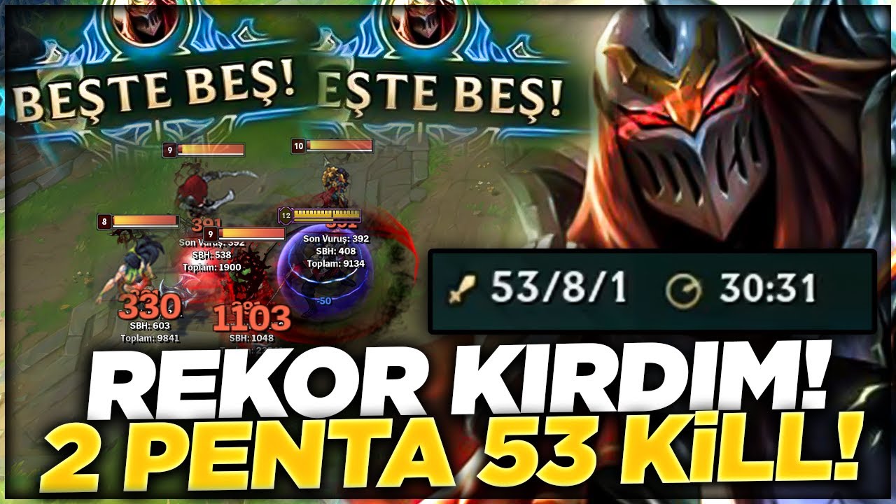 OHA !! REKOR KIRDIM !! 53 KİLL 2 PENTA 1 QUADRA AYNI MA&Ccedil;TA HAYATIMIN EN İYİ ZED OYUNU | Og&uuml;n Demirci