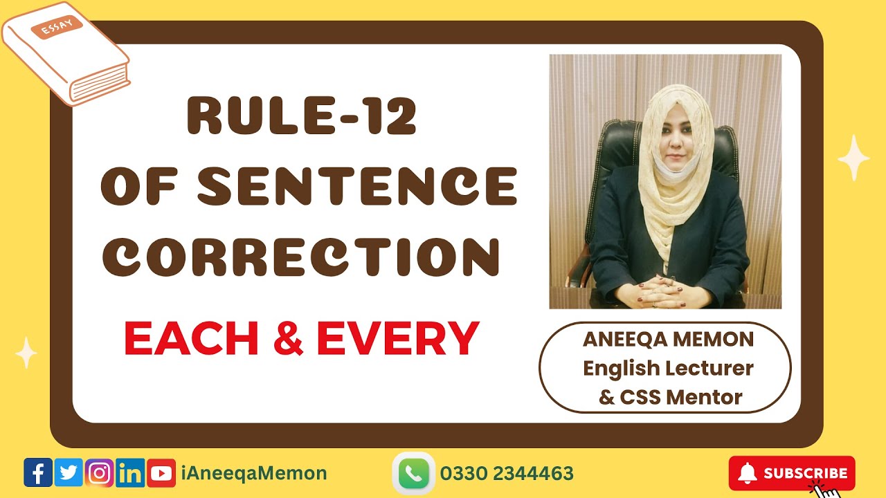 RULES OF SENTENCE CORRECTION | RULE 12 | EACH & EVERY | ANEEQA MEMON