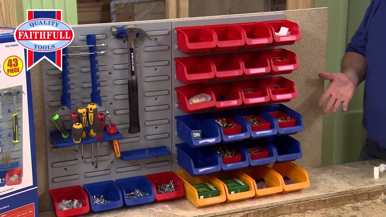 XMS14BINS Faithfull 43 Piece Storage Bins and Panel Set £19 99