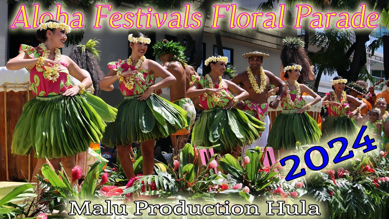 Hula Show by Malu Production - 76th Annual Floral Parade 2024 Aloha Festivals @ Waikiki, Hawaii [4K]