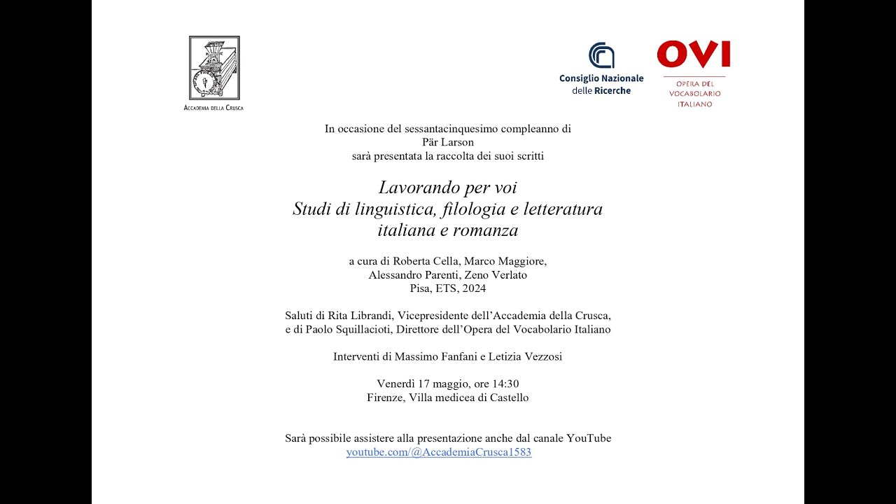 Lavorando per voi. Studi di linguistica, filologia e letteraturaitaliana e romanza