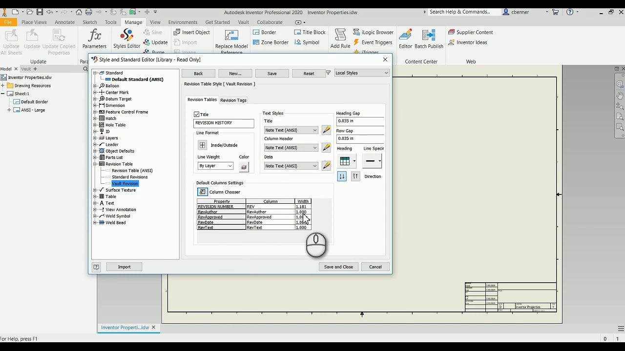 Revision Table Style - Inventor
