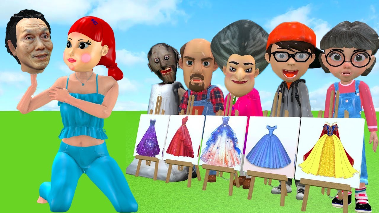Scary Teacher 3D vs Squid Game Help Baby Doll Select Princess skin escape winter 5 Times Challenge