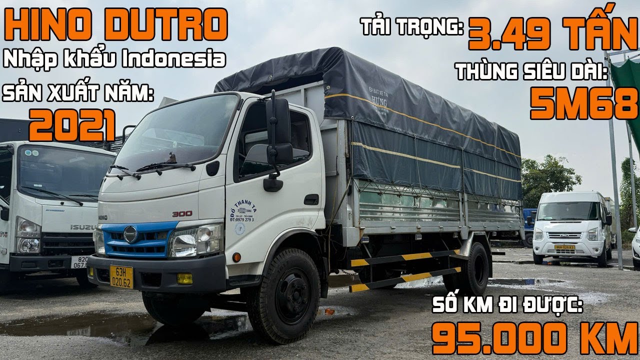 Xe Tải Hino 3T5 Mui Bạt Tiêu Chuẩn Đời 2021 Đã Chạy 95 Nghìn Km|Bán Xe Hino Dutro 3T5 Nhập Indonesia