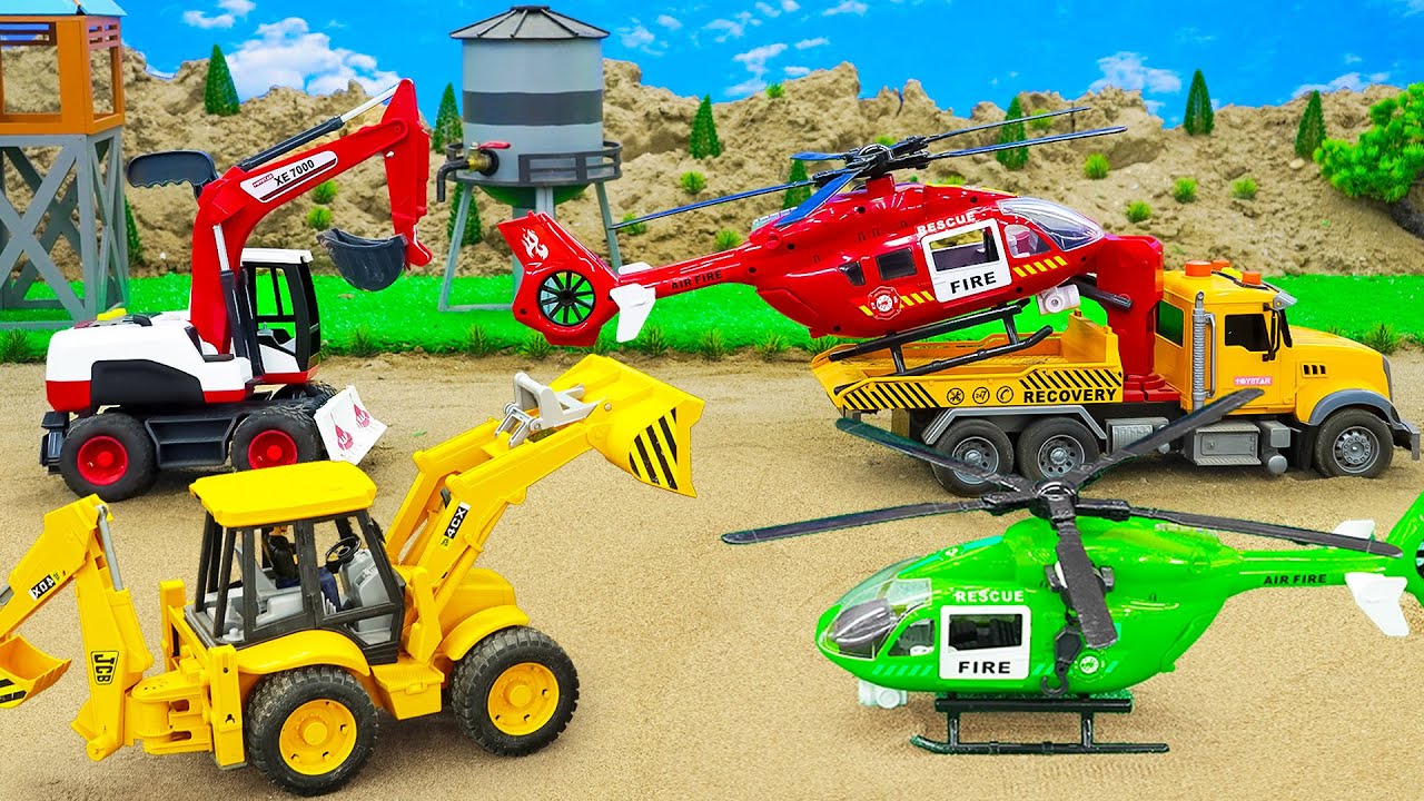 Excavator, Crane Rescue and Road Repair for Fun Construction Vehicles | Be Ca Car Toys