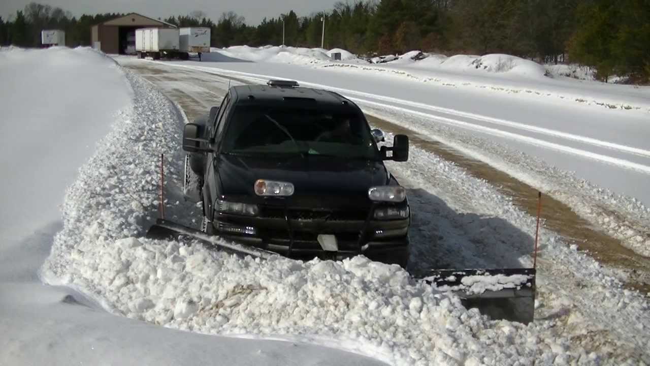 Snow Plowing Darth Dually with Snowdogg V Plow Pushing Wet Snow