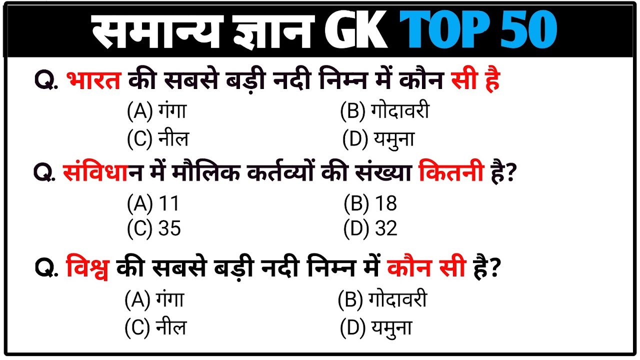 Top 50 GK Questions for All Competitive Exams | General Knowledge | GK Quiz SSC, NTPC, CRPF all EXAM