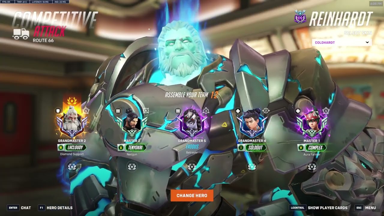 Rank 1 Rein😮‍💨 LhCloudy Reinhardt Gameplay Overwatch Archive