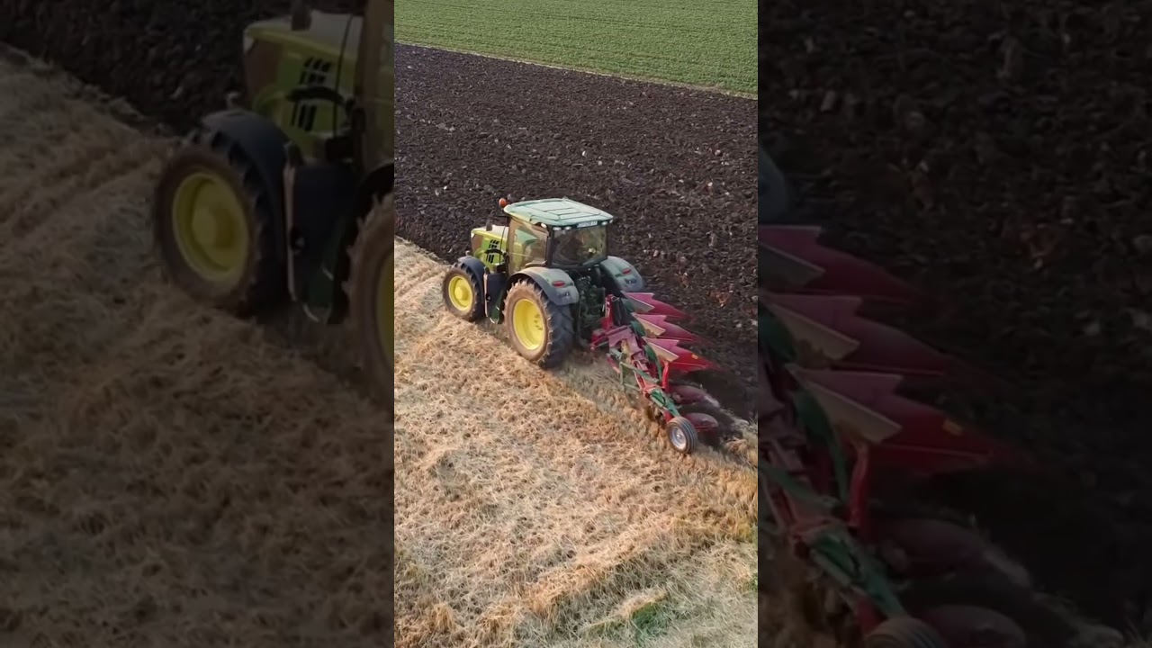 John Deere 6135R plowing with Kverneland. 🚜