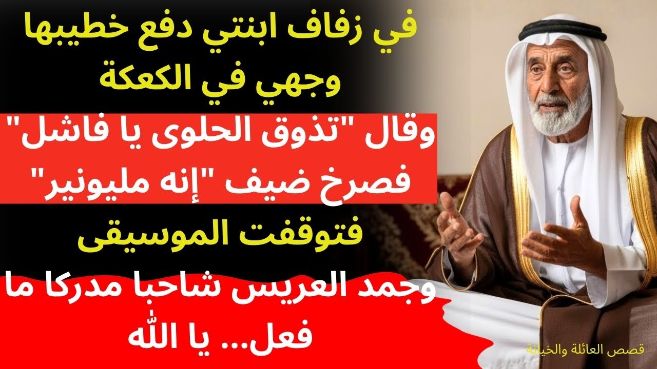 (قصة حقيقية مؤلمة) في زفاف ابنتي دفع خطيبها وجهي نحو الكعكة لكن بعد دقائق ارتجف من الصدمة