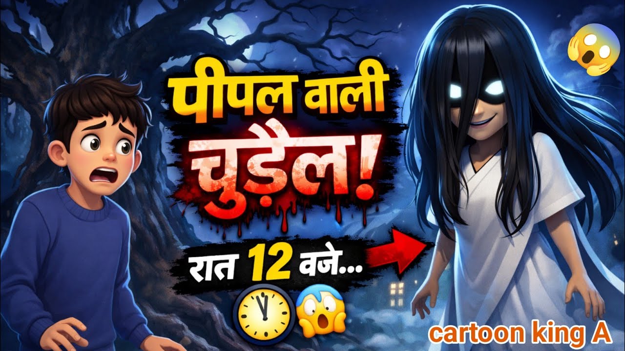 रात 12 बजे पीपल के पेड़ के पास मत जाना ⚠️ (सच्ची घटना जैसी कहानी) Horror Cartoon Story 🌳👻 | 