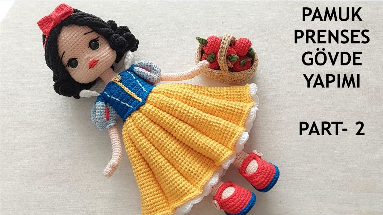 32cm Pamuk Prenses Gövde Yapımı PART-2 (English subtitle) (crochet amigurumi doll tutorial)
