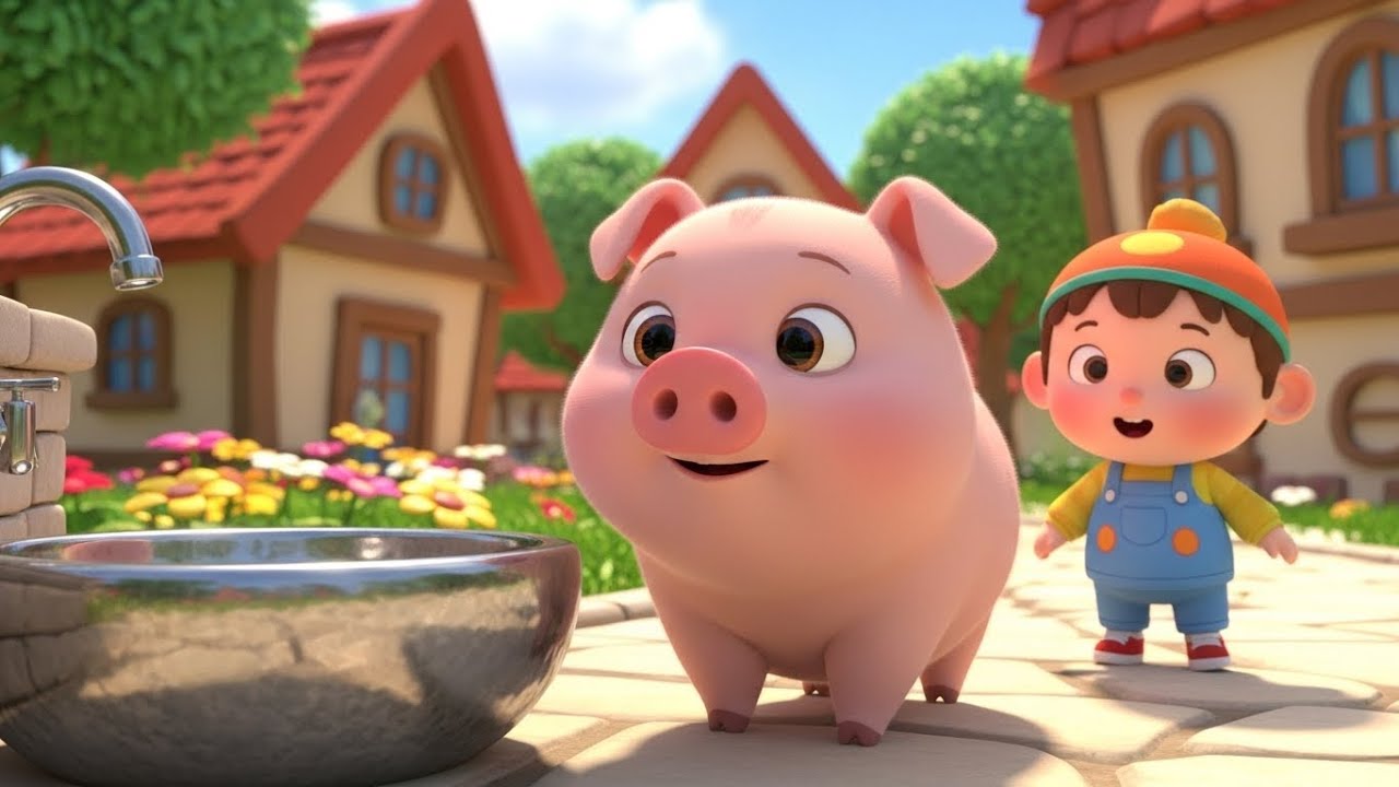 Porco do Minecraft rolando na água 🐷💦 | Canção infantil divertida | Rimas para crianças