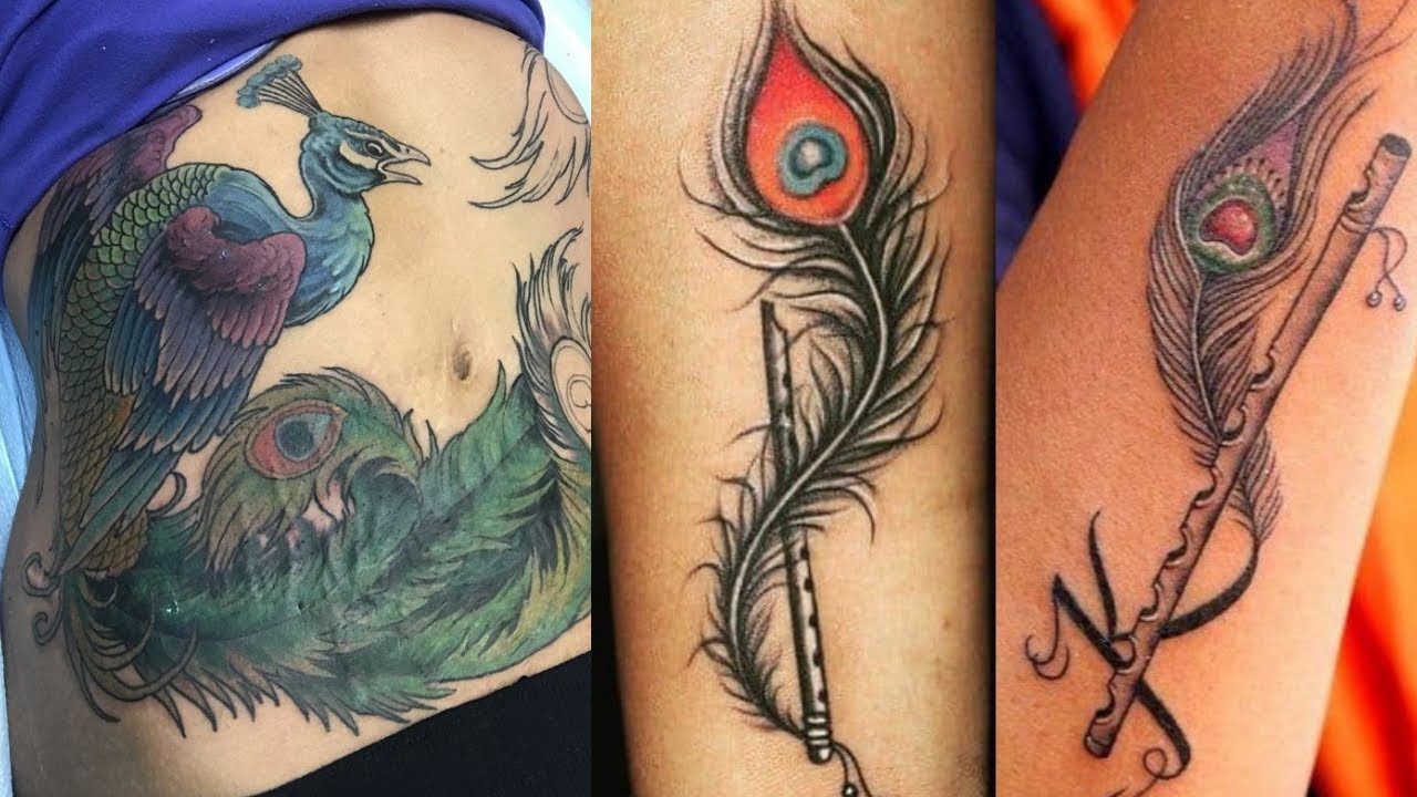 flute and feather tattoo ideas||feather tattoo||by colour game tattoo studio