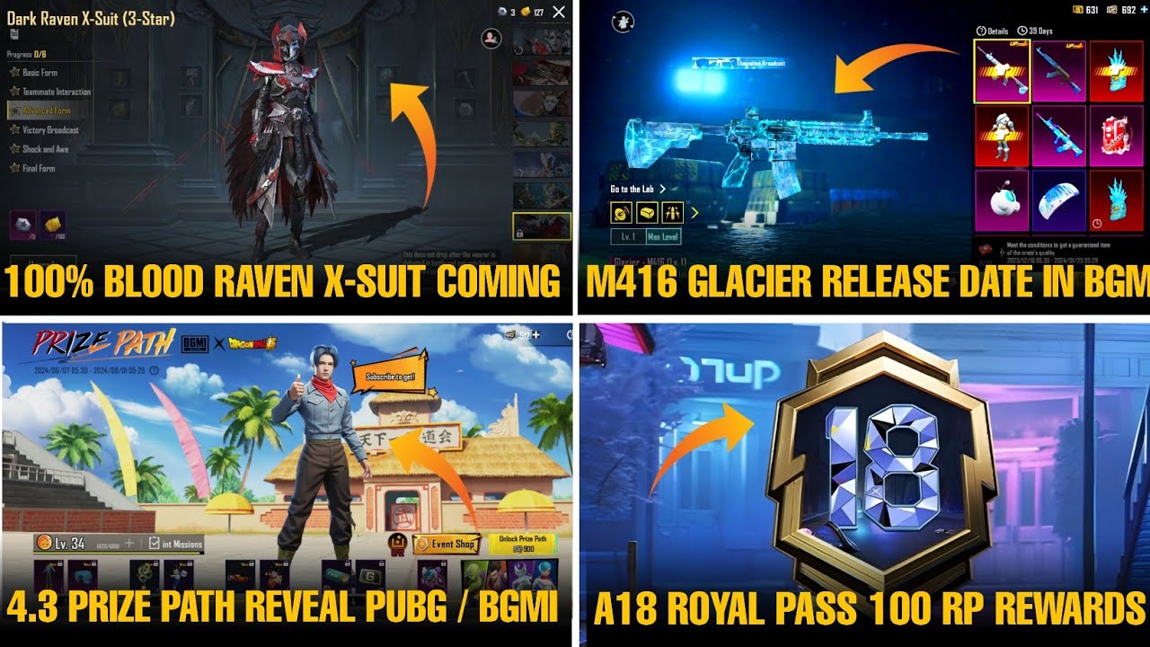 🔴Finally Blood Raven Xsuit Coming | Next Prize Path & A18 Royal Pass Reveal | M416 glacier Coming