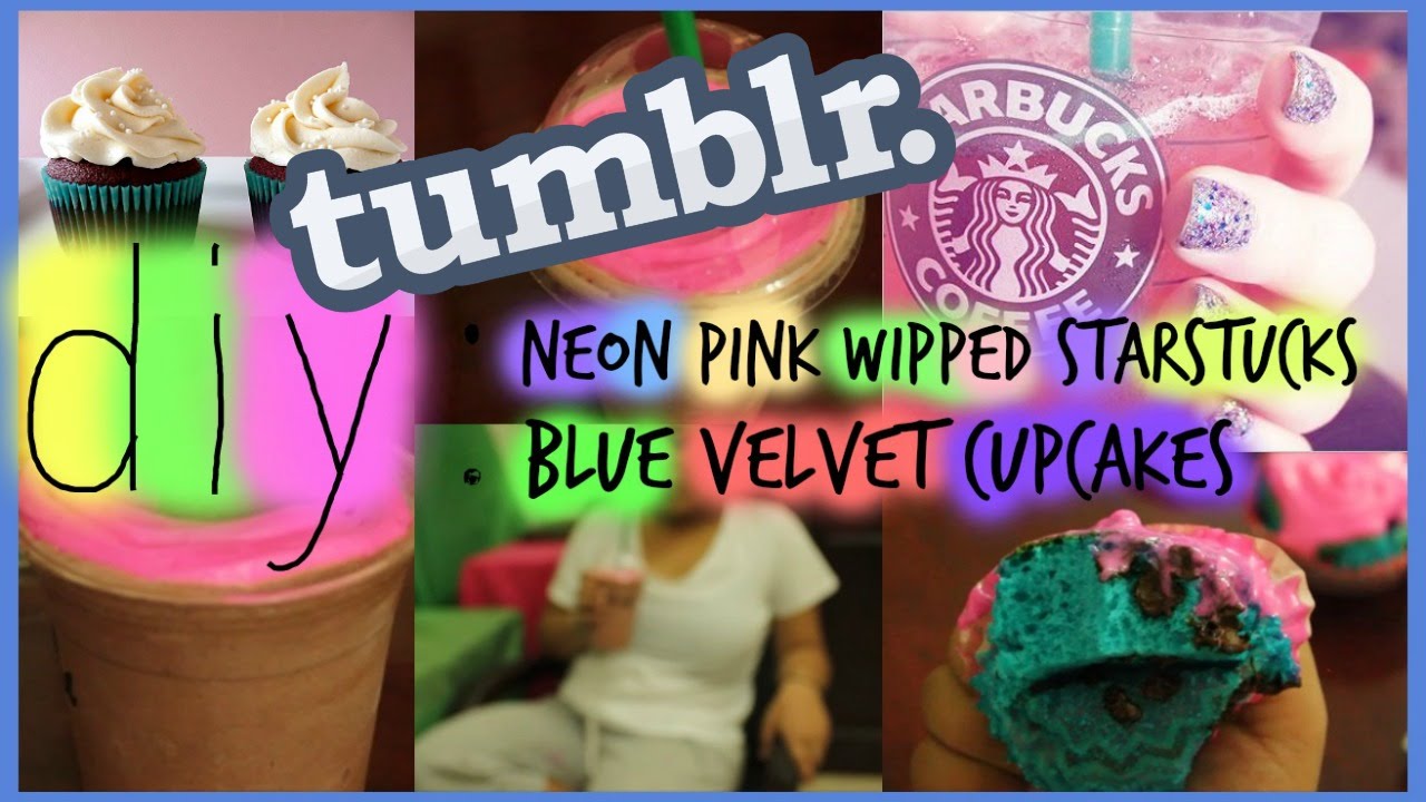 tumblr inspire: neon starbucks & blue velvet cupcake