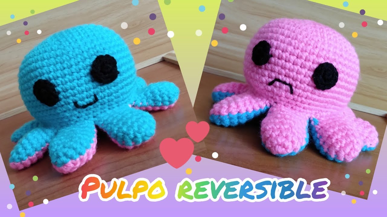 pulpo reversible tejido a crochet o ganchillo muy fácil. pulpo tejido para bebés. pulpo amigurumi.