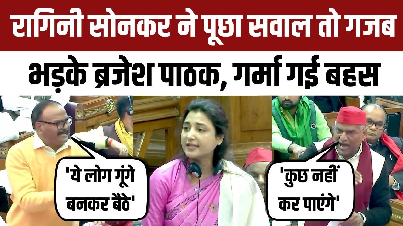 SP MLA Ragini Sonkar के सवाल पर ऐसा भड़के Brajesh Pathak, UP Vidhan Sabha में हुआ हंगामा | NBT