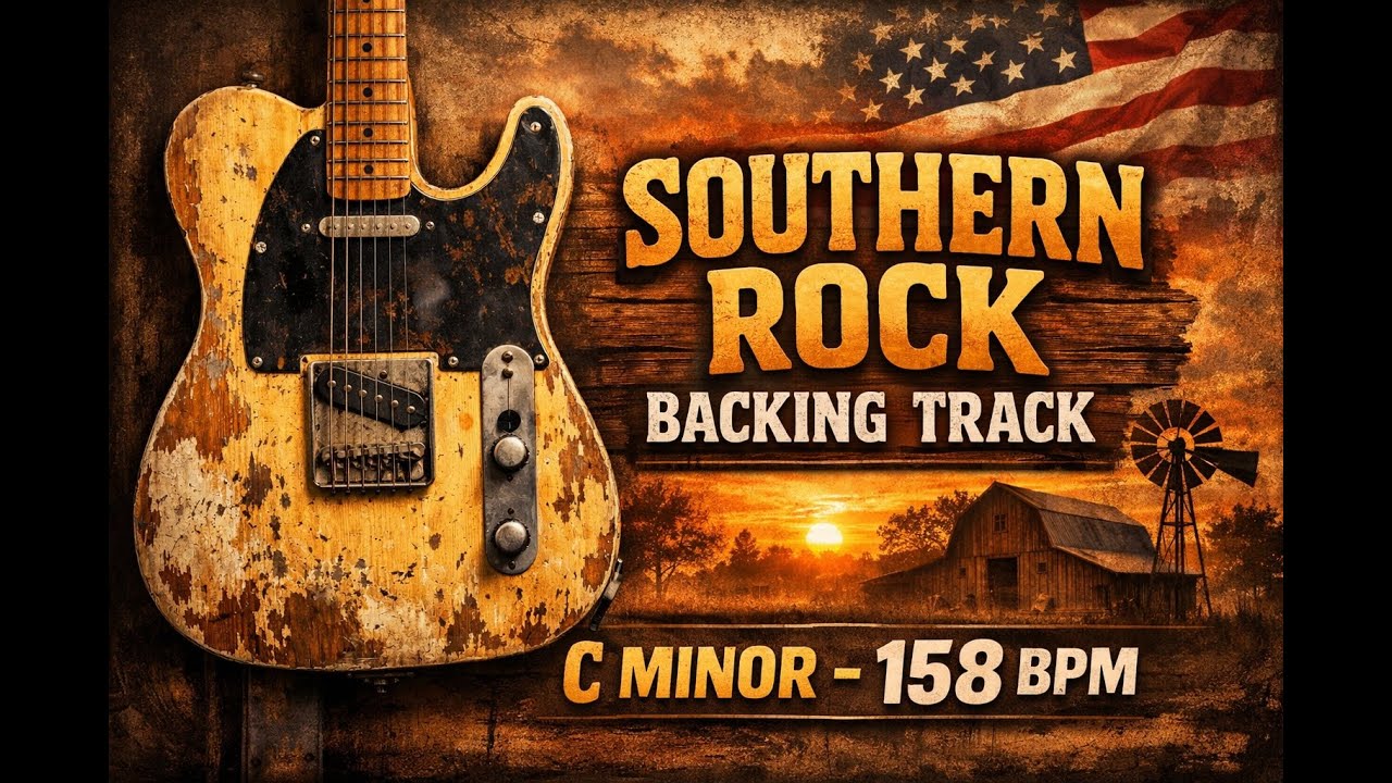Southern Rock Guitar Backing Track in C Minor – 158 BPM