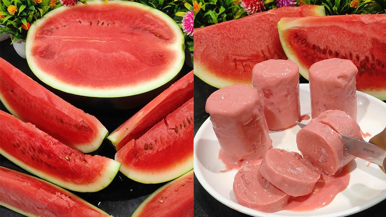 तरबूज आइस क्रीम : गर्मी में ठंडक का मजा / watermelon ice cream recipe /homemade watermelon ice cream