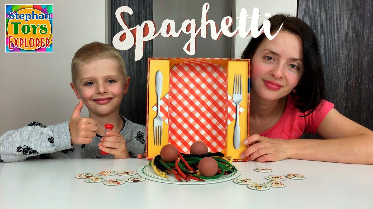 Игра: (Спагетти). Вытягиваем Лапшу и Фрикадельки. // Spaghetti Game Challenge Play and Review