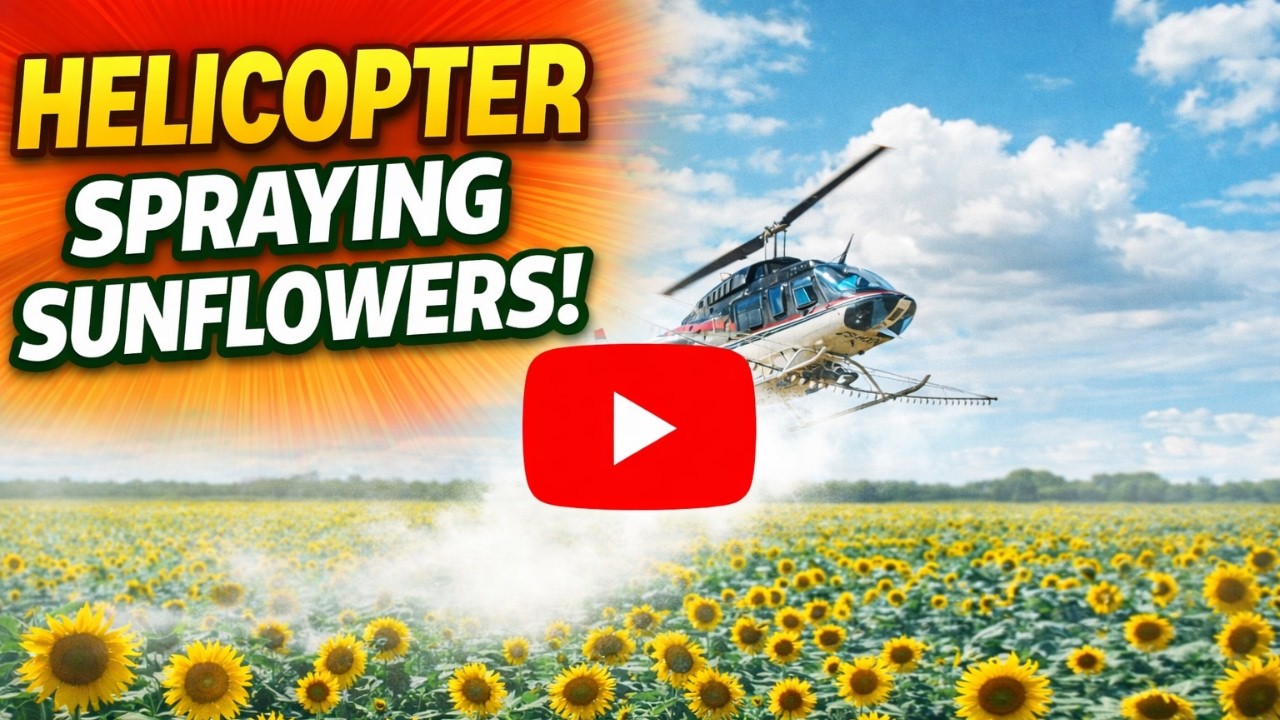 Helicopter Spraying Sunflowers 🚁🌻 2026