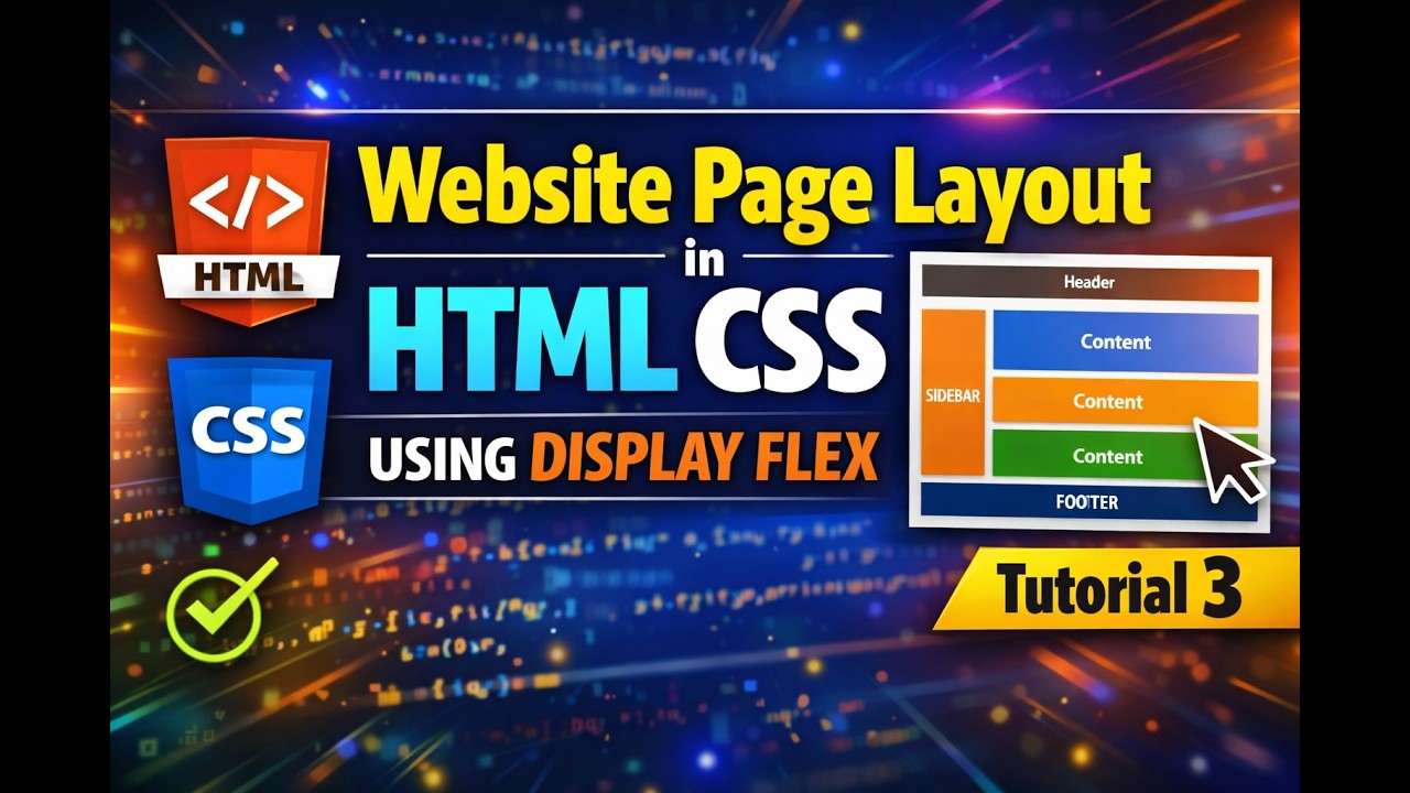 How to create Website Page Layout in HTML CSS  | using  display flex- Web Layout Design Tutorial 3