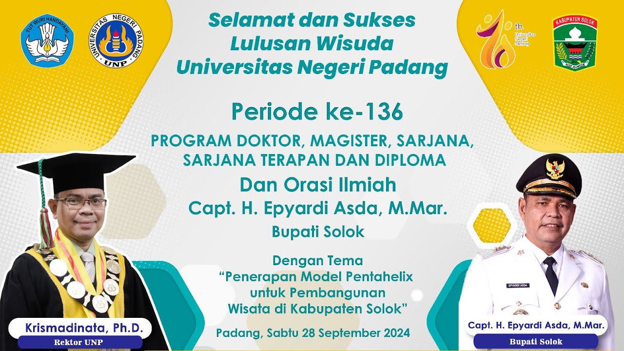 Wisuda Periode 136 Universitas Negeri Padang - 28 September 2024
