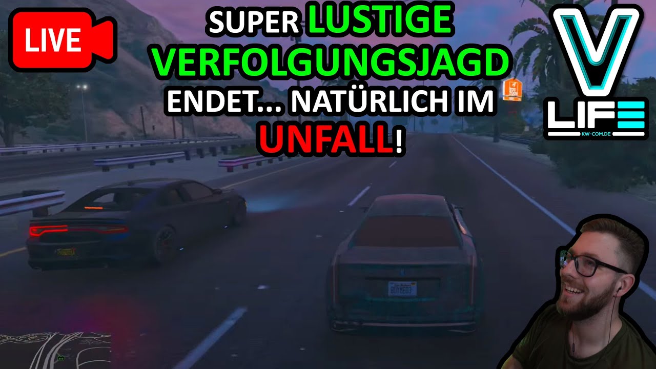 SUPER lustige VERFOLGUNGSJAGD endet... nat&uuml;rlich im UNFALL!... John Montes [kw-com.de] | GTA RP